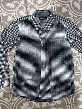 Southern Marsh boys Navy and White Gingham Button-Down Shirt